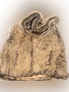 Vintage Lauren Ralph Lauren Petite Fur Vest in Beige